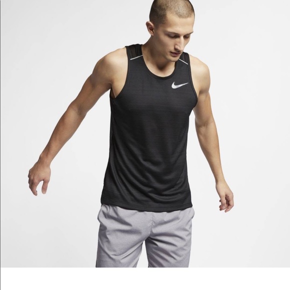 Nike Men's Miler Dri-Fit Tank Top - Black - Picture 4 of 9